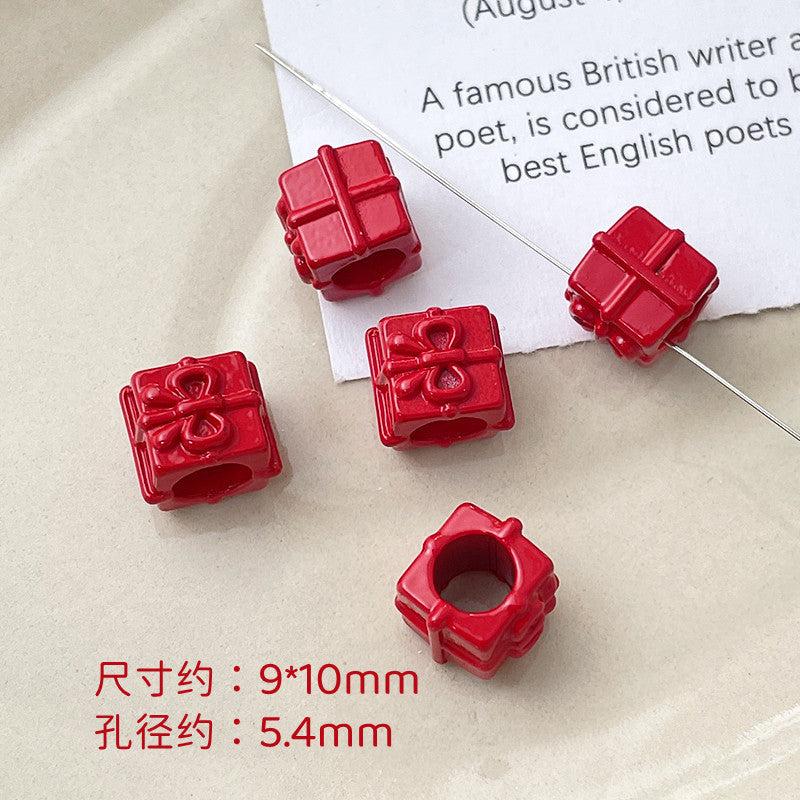 Wholesale 10pcs Dopamine Christmas Series Colorful Love Gift Box Beads