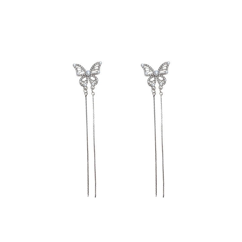 Wholesale 925 Silver Needle Butterfly Alloy Earrings