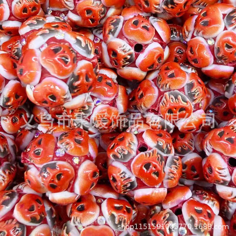 Wholesale 20pcs  Ghost Head Wearable Straight Hole 3D Focal Beads