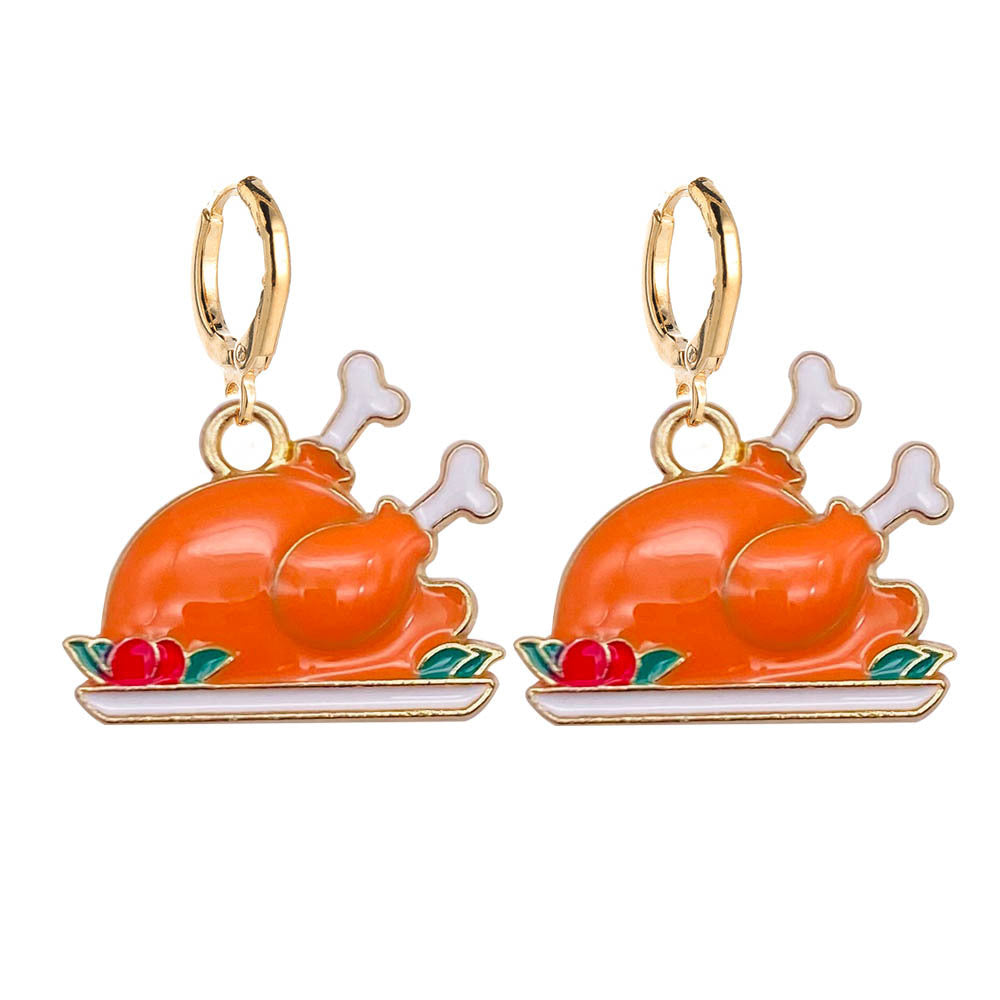 Wholesale Thanksgiving Turkey Pumpkin Maple Leaf Chinese Restaurant Earrings