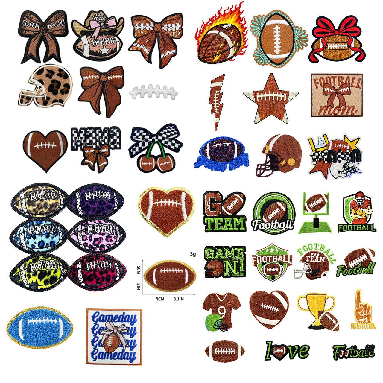 Wholesale Embroidered Football Game Day Iron On Patch DIY Decorative Applique For Coats And Fashion Accessories