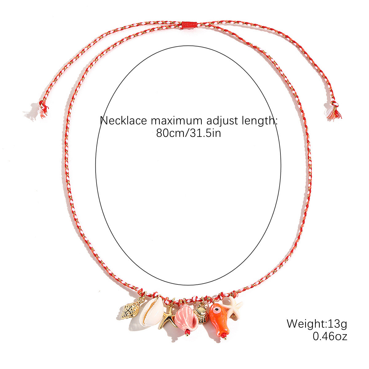 Wholesale Braided Color Rope Necklace Shell Fish Pendant Summer Bohemian Necklace