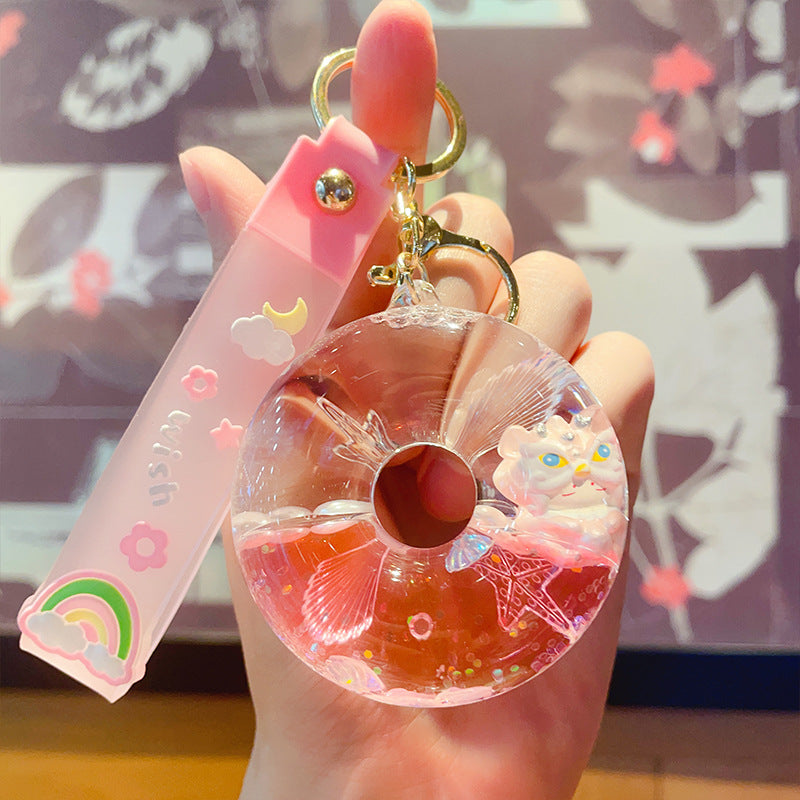 Wholesale Lion Dance Donut Oiled Acrylic Keychain