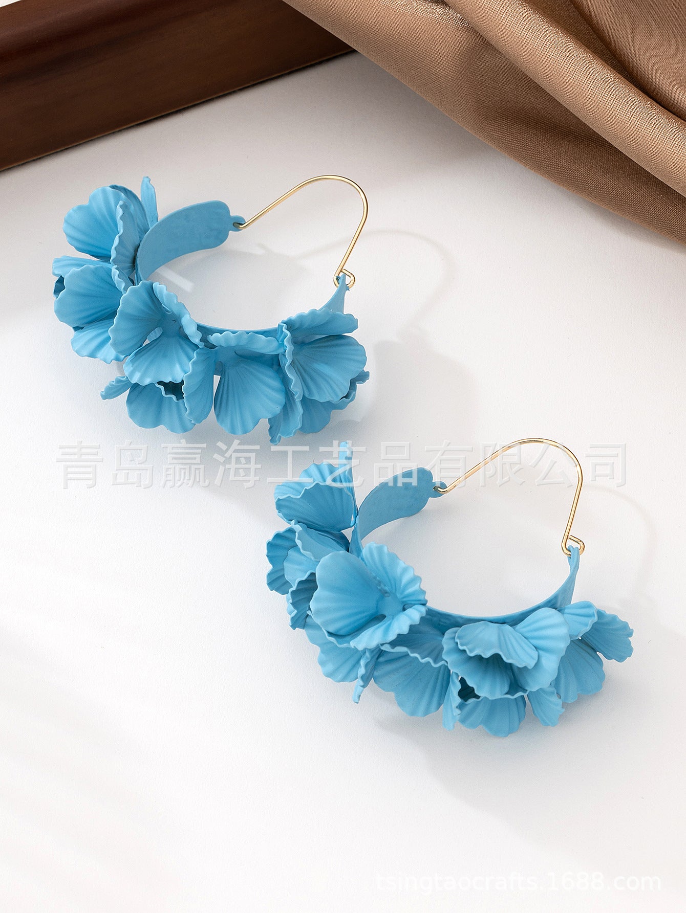 Wholesale Pleated Metallic Color Flower Geometric Fashion High-end Temperament Earrings