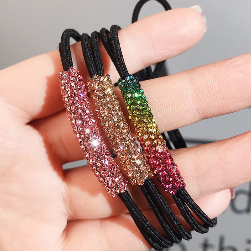Wholesale High Elastic Head Rope for Women's Super Flash Rhinestone Hair Ring Hair Rope