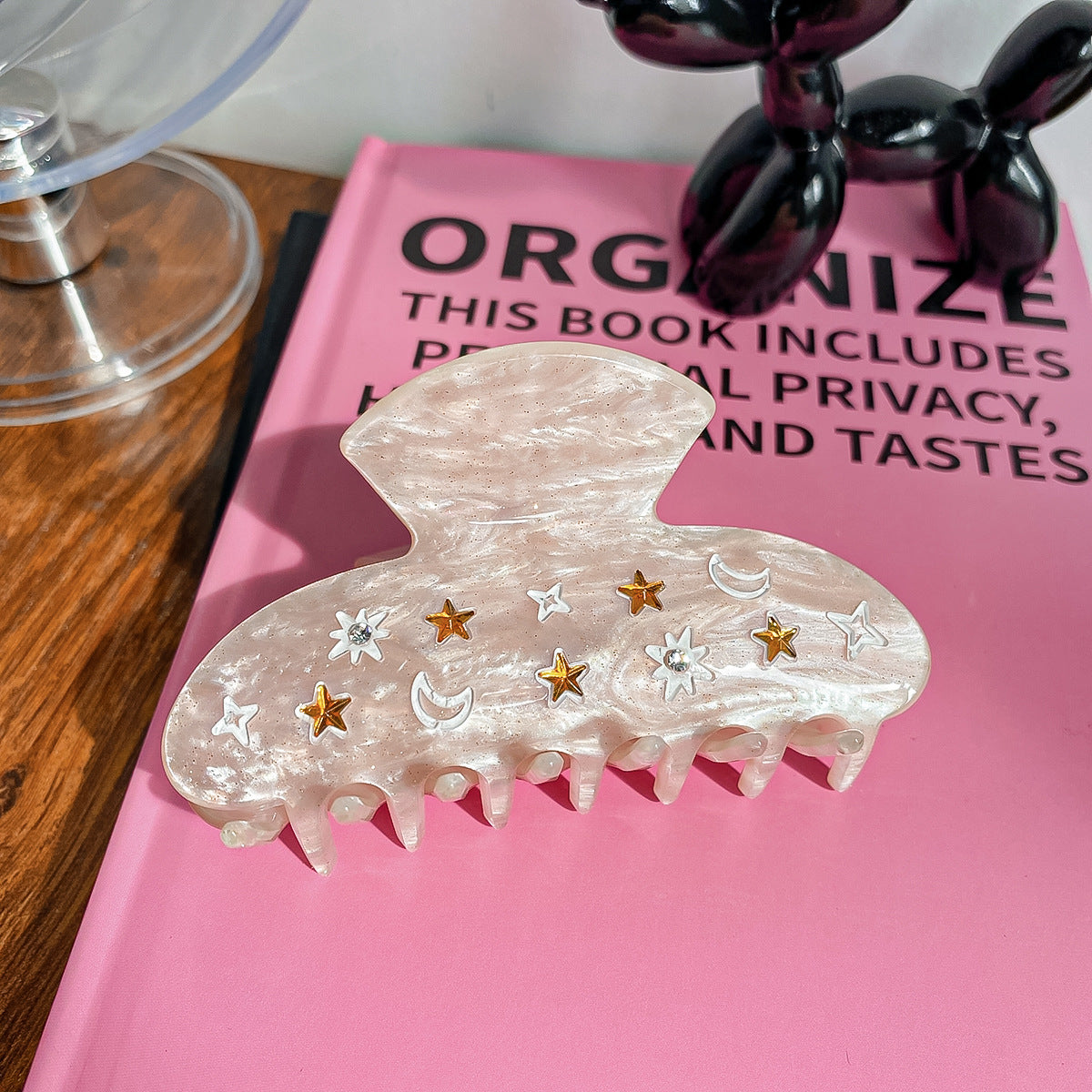 Wholesale Acrylic Diamond Studded Star Moon Valentine's Day Hair Clips