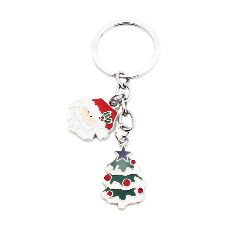 Wholesale Christmas Santa Claus Christmas Tree Drop Oil Zinc Alloy Keychain