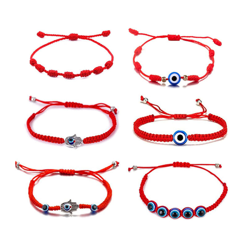 Wholesale Hand Woven Adjustable Devil's Eye Red String Bracelet