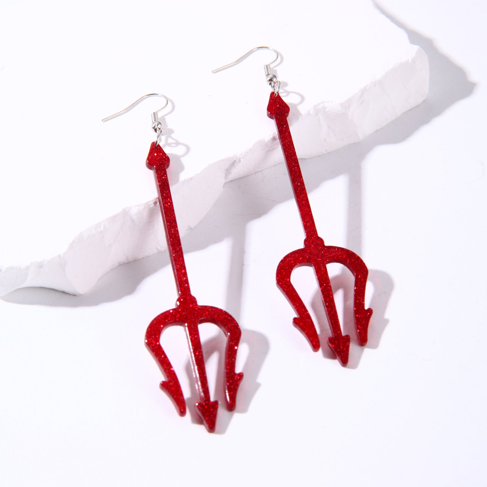 Wholesale Gothic  Trident Acrylic Drop Earrings Retro Statement Jewelry Accessory Boutique Resale Gift