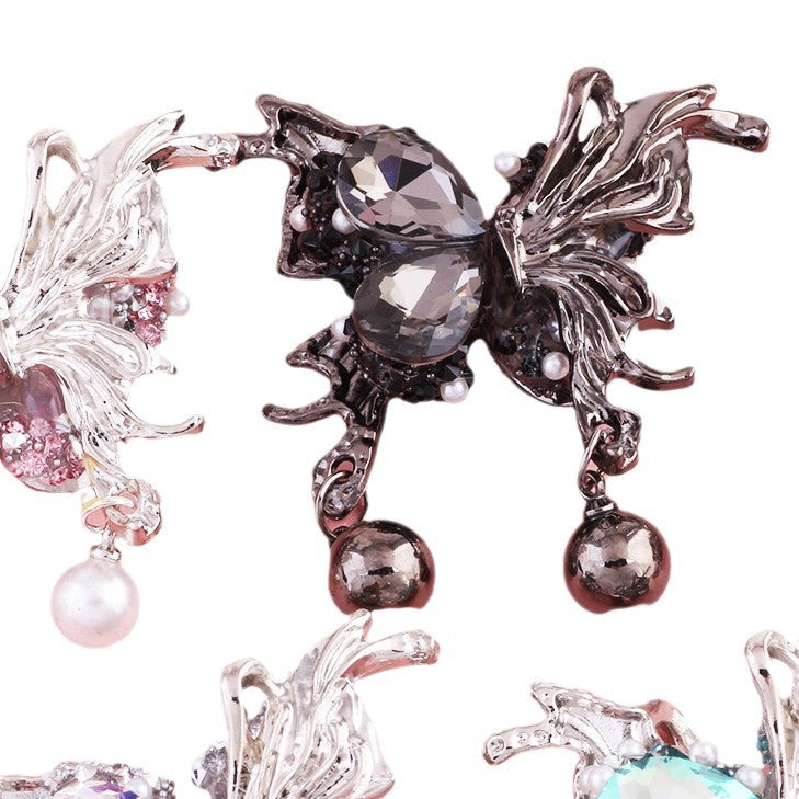 Wholesale 5pcs Butterfly zircon  pearl diamond ball Acrylic Beads