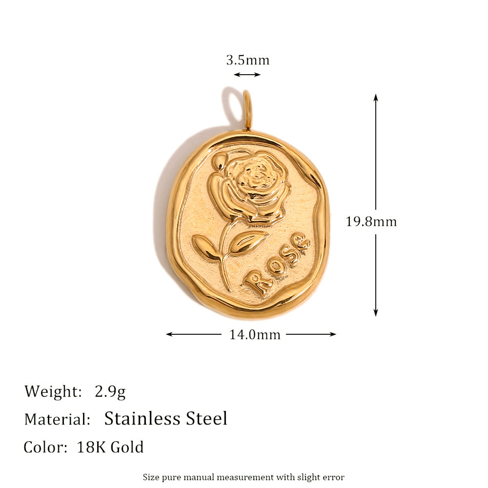 Wholesale Gold Waterdrop Rose Pattern Tile Pendant