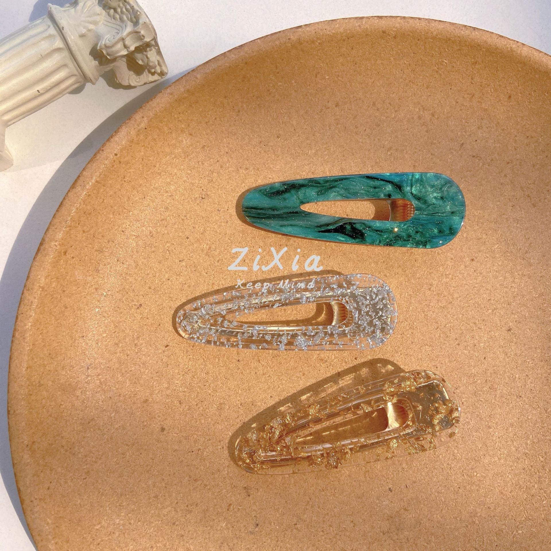 Wholesale acrylic hairpin onion pink starry sky girl side clip acetate geometric hollow duckbill clip