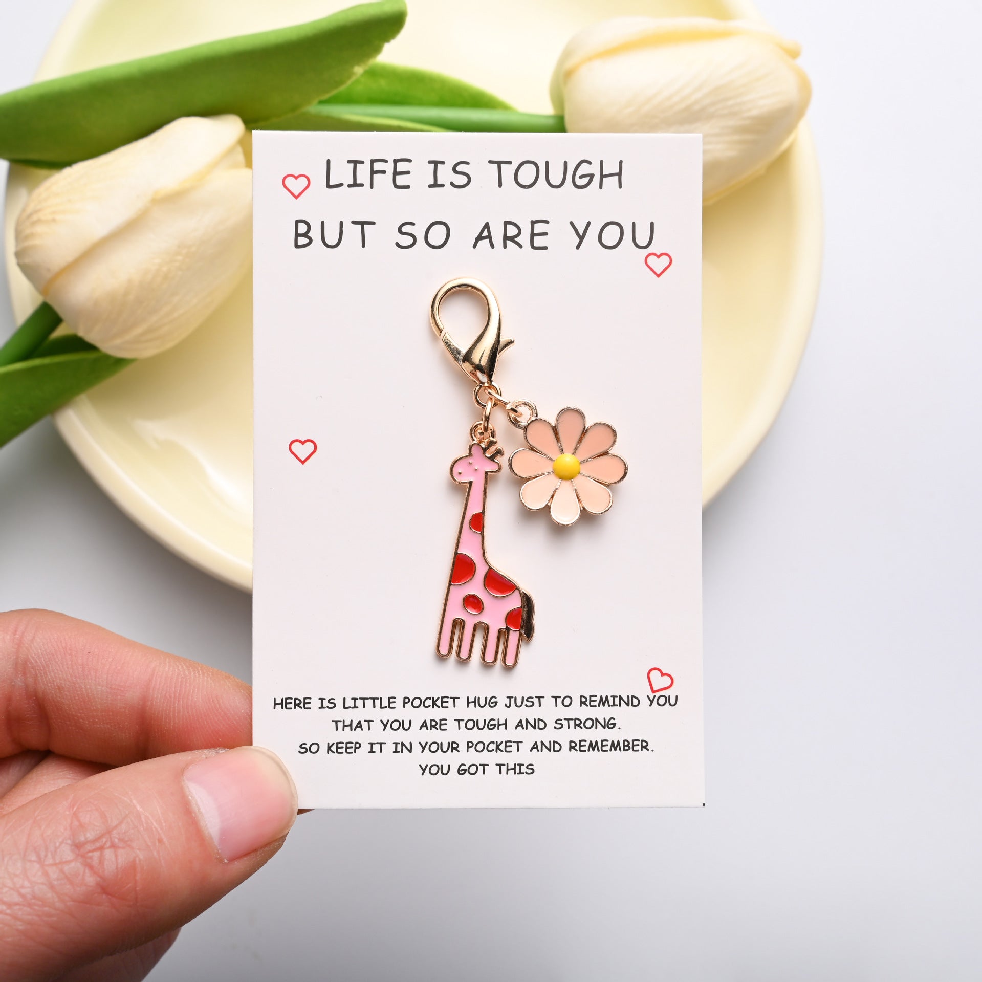 Wholesale  Encouragement Card Giraffe Zinc Alloy Keychain