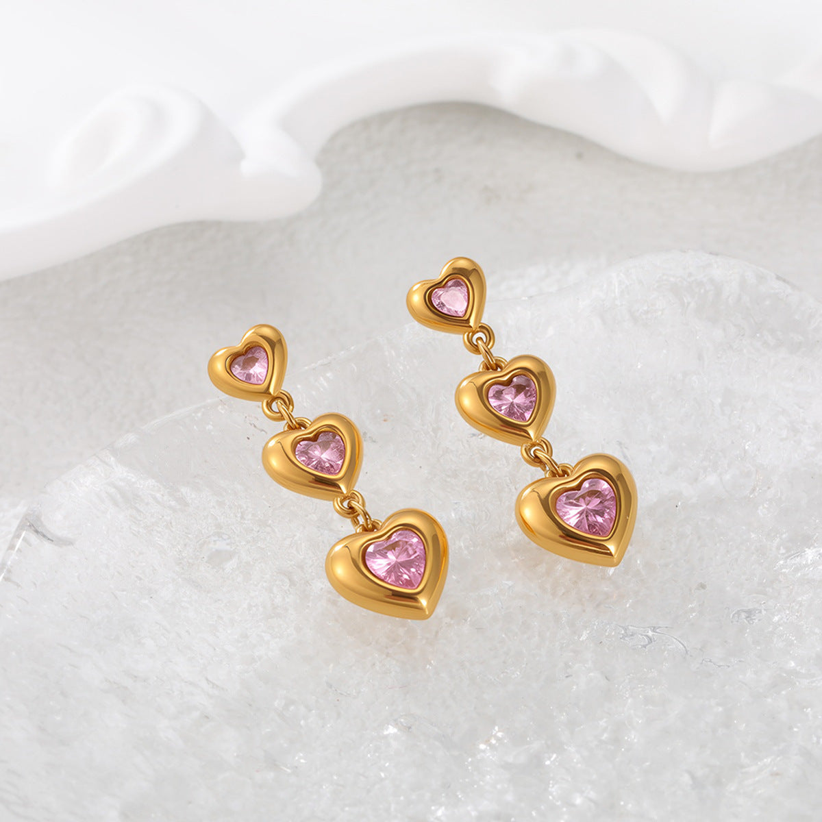 Wholesale  Heart-shaped Zircon Stainless Steel Earrings