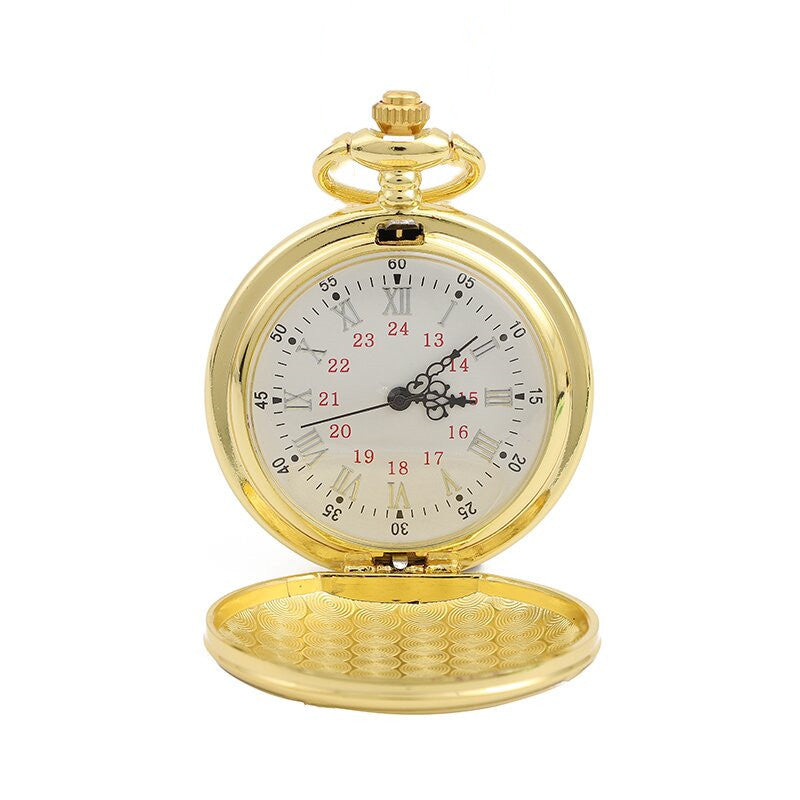 Wholesale Flip back retro Roman numerals laser logo engraved pocket watch