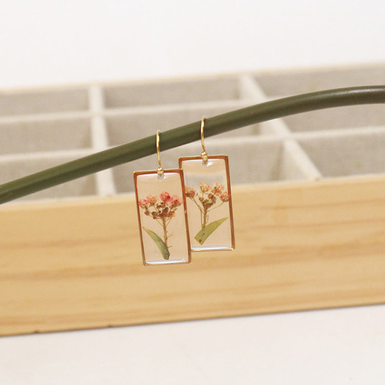 Wholesale 6pcs Vintage Dried Flower Rose Geometric Earrings