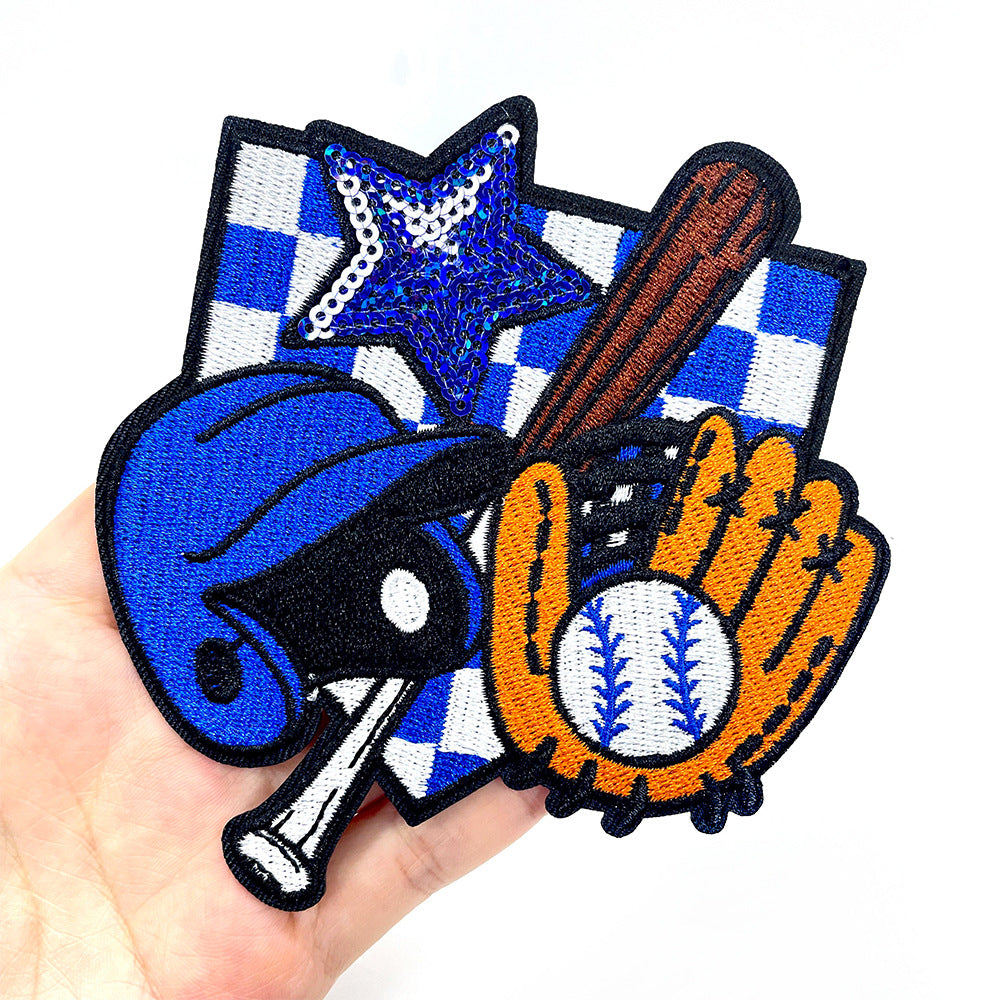 Wholesale Baseball Fan Sequin Embroidered Patches Iron On Applique For Coats Fashion DIY Accessory