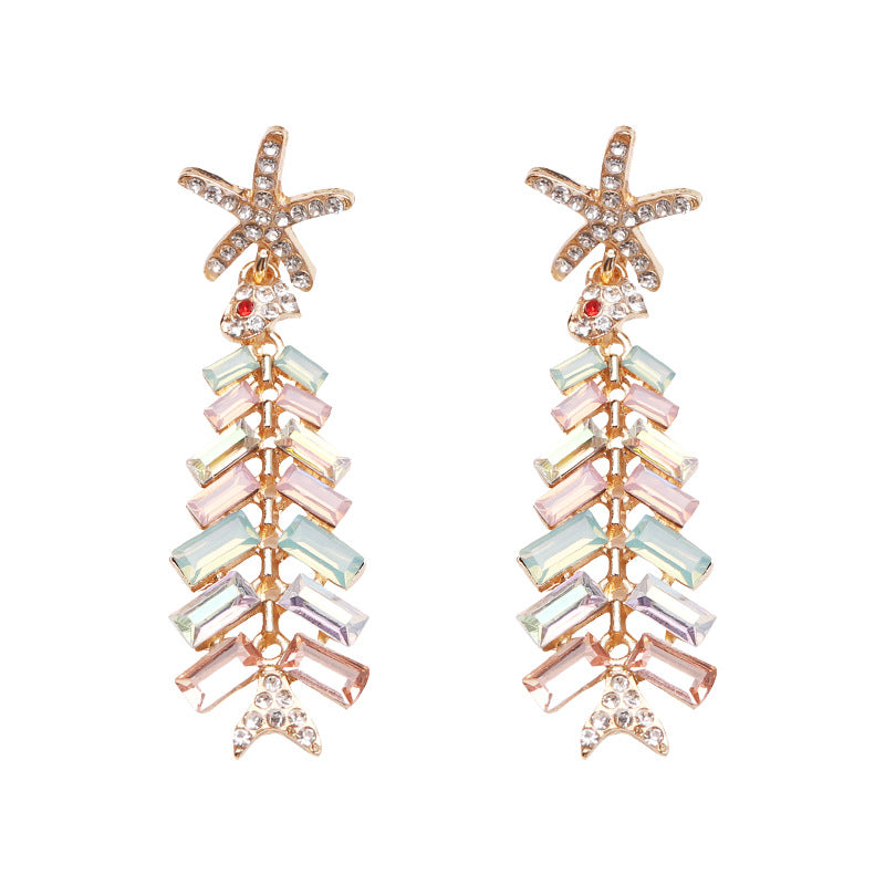 Wholesale Christmas Alloy Diamond Christmas Tree Earrings