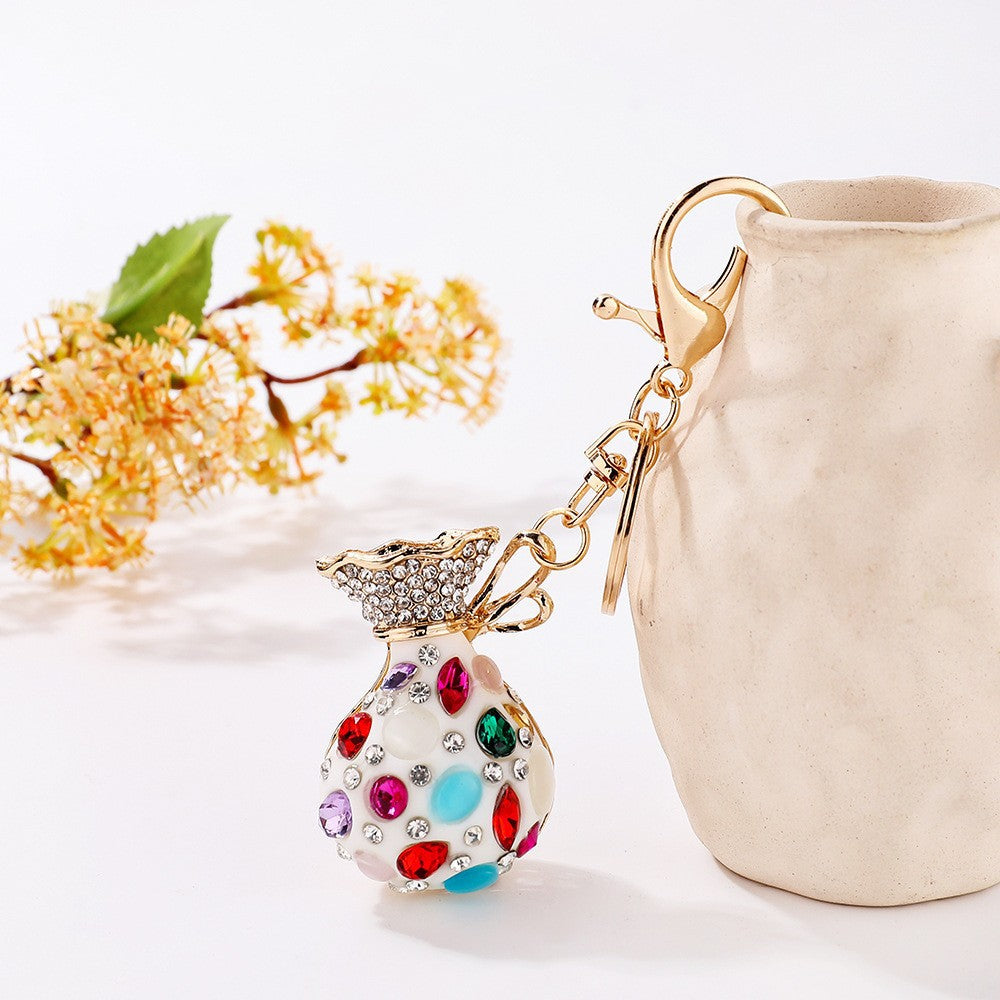 Wholesale Diamond-studded lucky bag couple car keychain