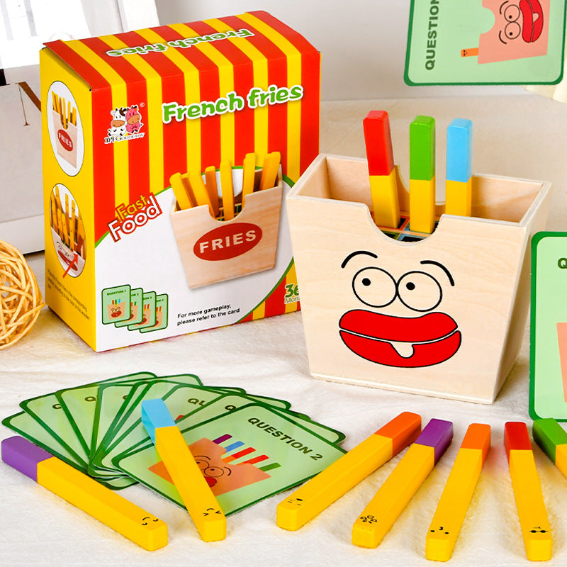 Wholesale Children's Simulated Wooden Home, Hamburger and French Fry Sandwich Set, Pillar Pairing, Puzzle Food, and Assembled Toy