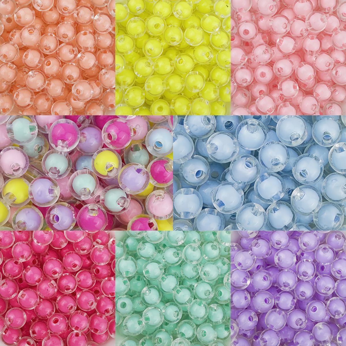 Wholesale 8mm10mm transparent beads straight hole color beads diy 50pcs/pack