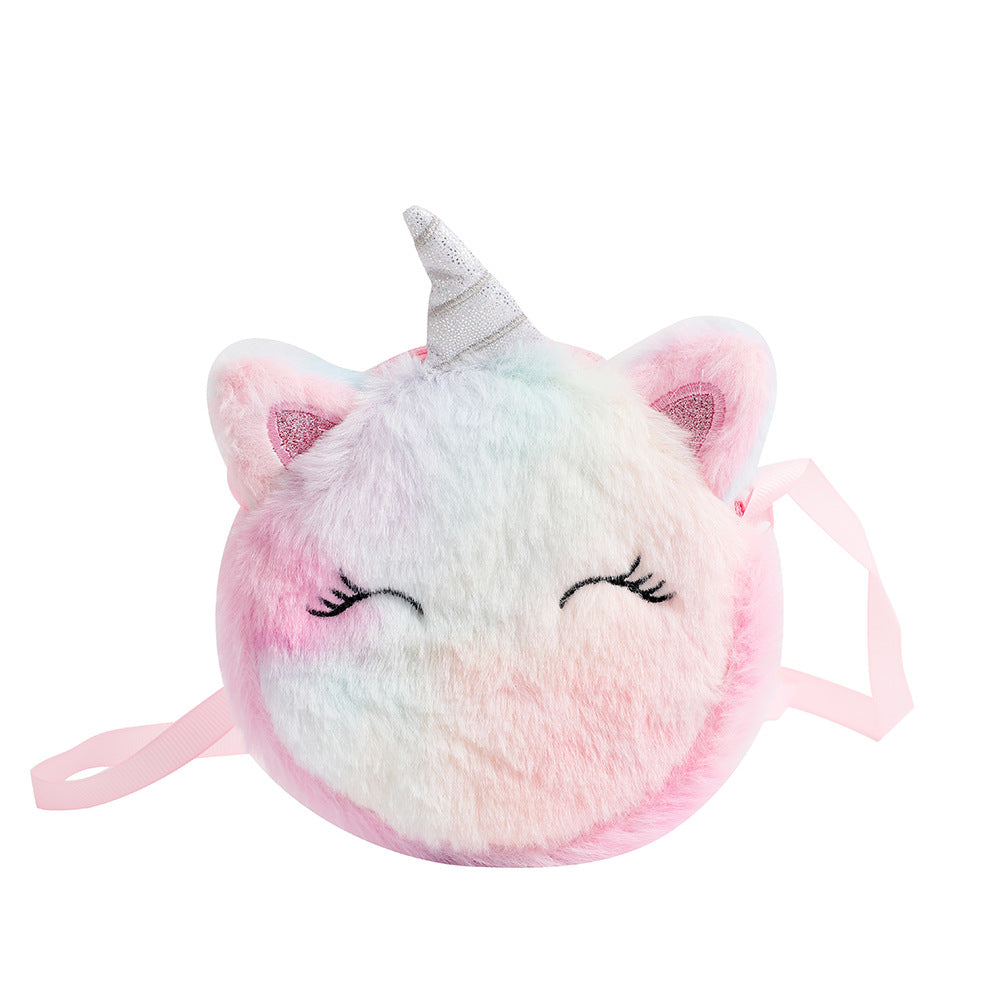 Wholesale Cartoon Plush Unicorn Round Cute Coin Purse