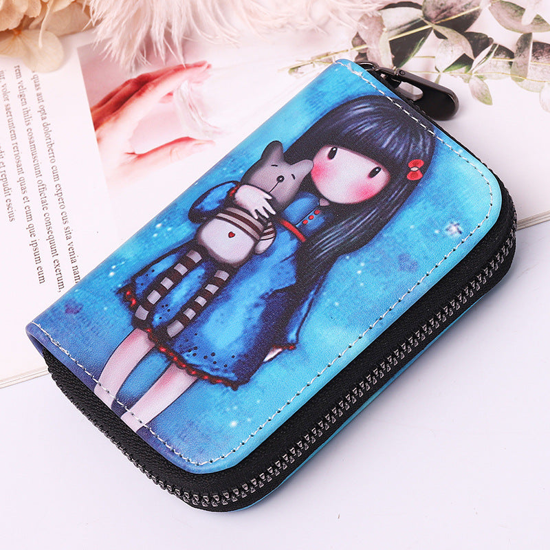 Wholesale Cartoon Character Creative Printing Card Holder Large Capacity Card Holder Zipper Coin Purse