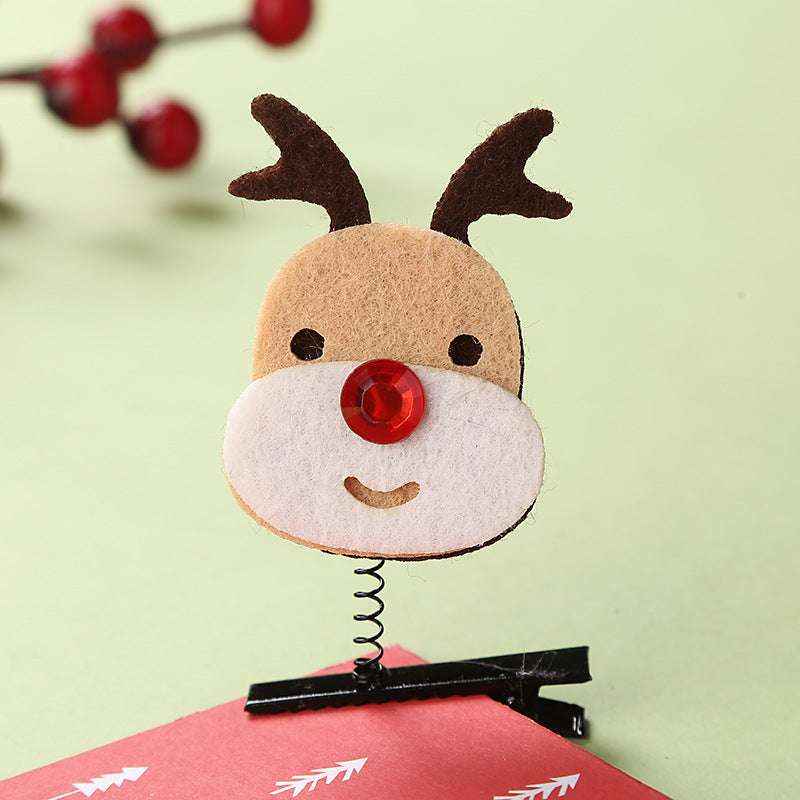 Wholesale Christmas Children's Fabric Spring Hairpins