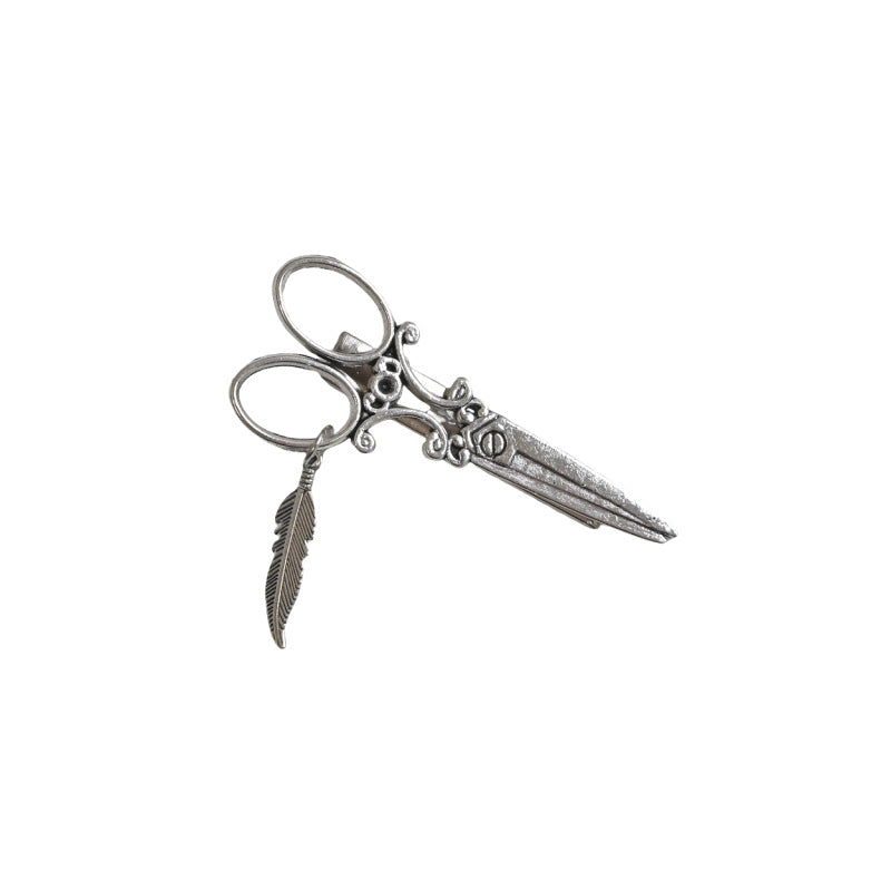 Wholesale personality scissors hairpin leaves star pendant hair clip