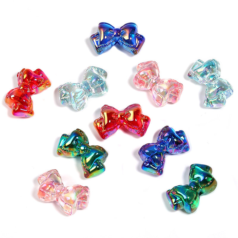 Wholesale UV plating bow beads double layer bow tie acrylic beads