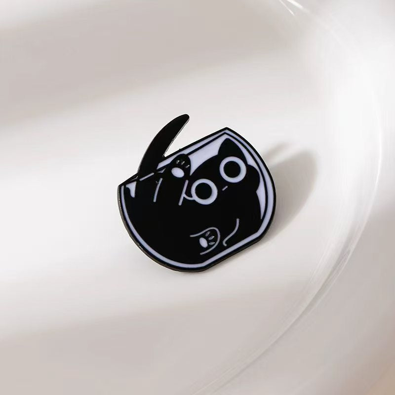 Wholesale Cartoon Little Black Cat Black Kitten Brooch