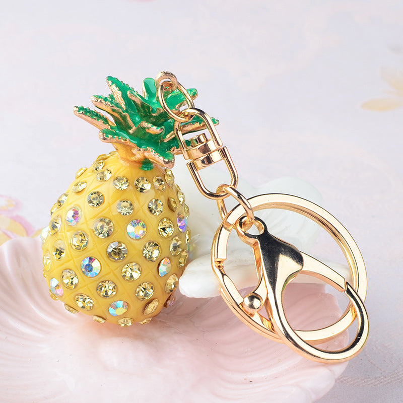 Wholesale Resin Pineapple Diamond studded Keychain