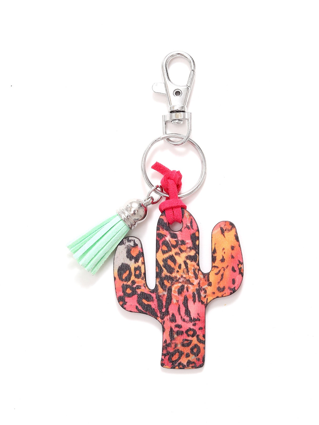 Wholesale Wooden Cactus Leopard Flower Rainbow Sunflower Stripe Printed Keychains