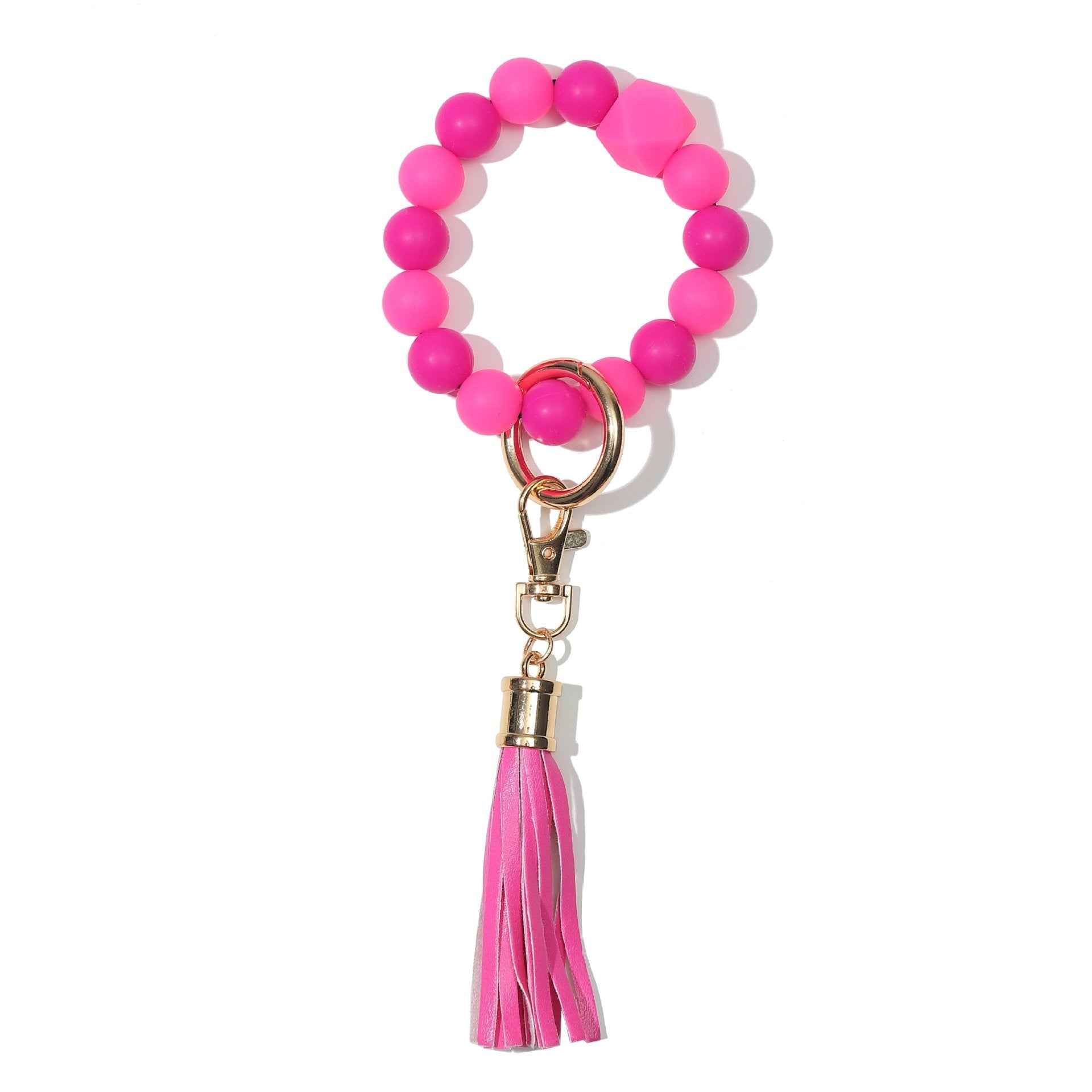 Wholesale Fluorescent Luminous Colored Silicone Beaded Wrist Keychain