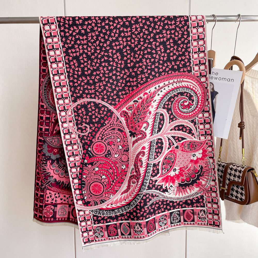 Wholesale Winter Cashmere Thickened Warm Tassel Scarves