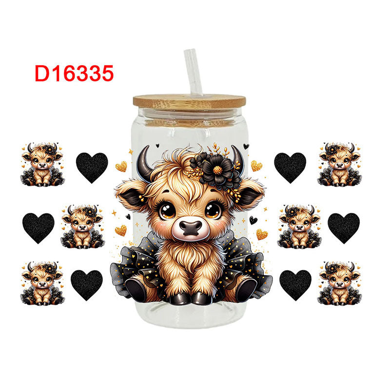 Wholesale Colorful flower calf   16oz Cup UV DTF Wraps