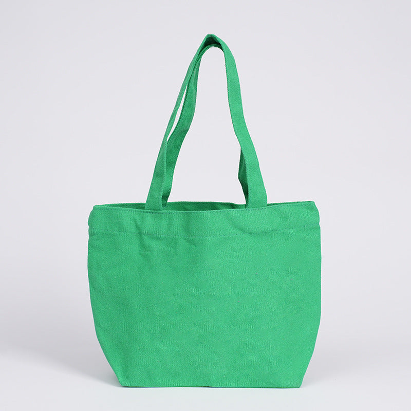 Wholesale 12 color cotton in stock canvas bag cute portable small cloth bag logo hand gift cotton bag