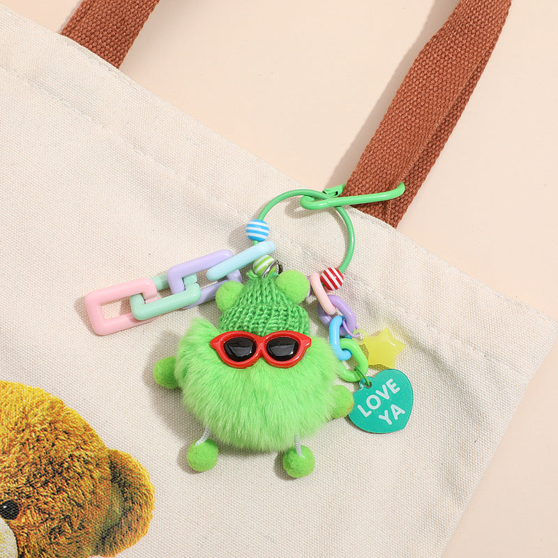 Wholesale of Colorful Cute Fur Ball Cartoons Metal Keychain