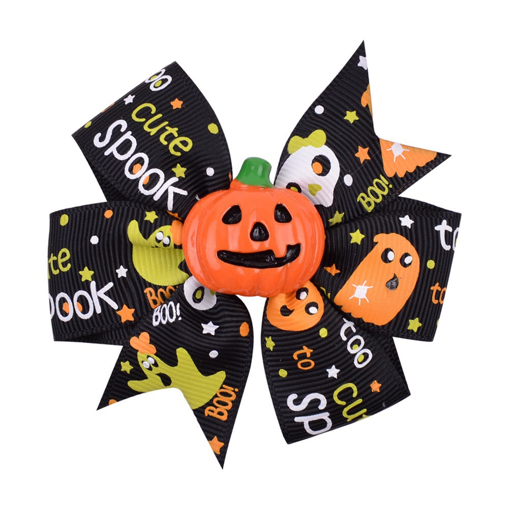 Wholesale Halloween Dress Up Bat Ghost Fabric Kids Hair Clips