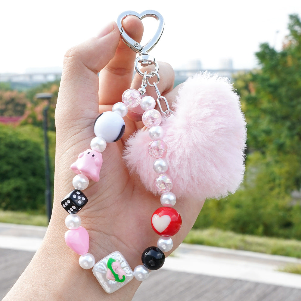 Wholesale Love ball hanging rope acrylic Wristlet Keychain