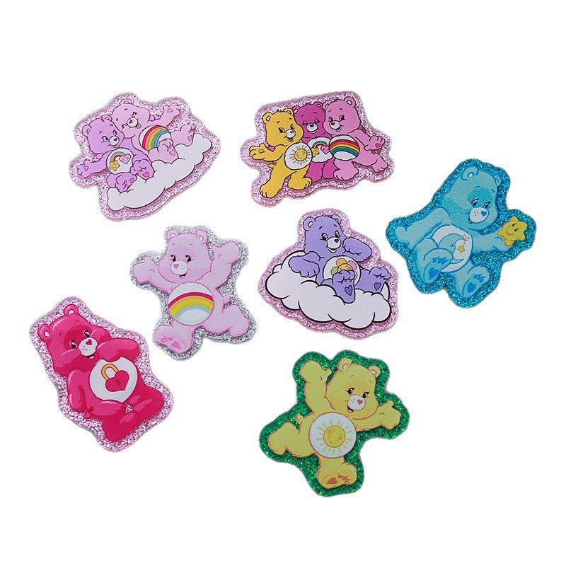 Wholesale 10pcs glitter cartoon heart bear earrings bag acrylic cute accessories