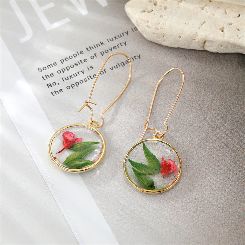 Wholesale Bohemian Colored Dried Flower Earrings