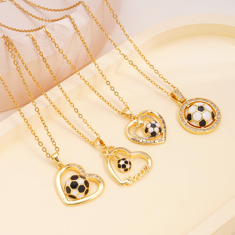 Wholesale Football Necklace Light Luxury Clavicle Chain with Heart