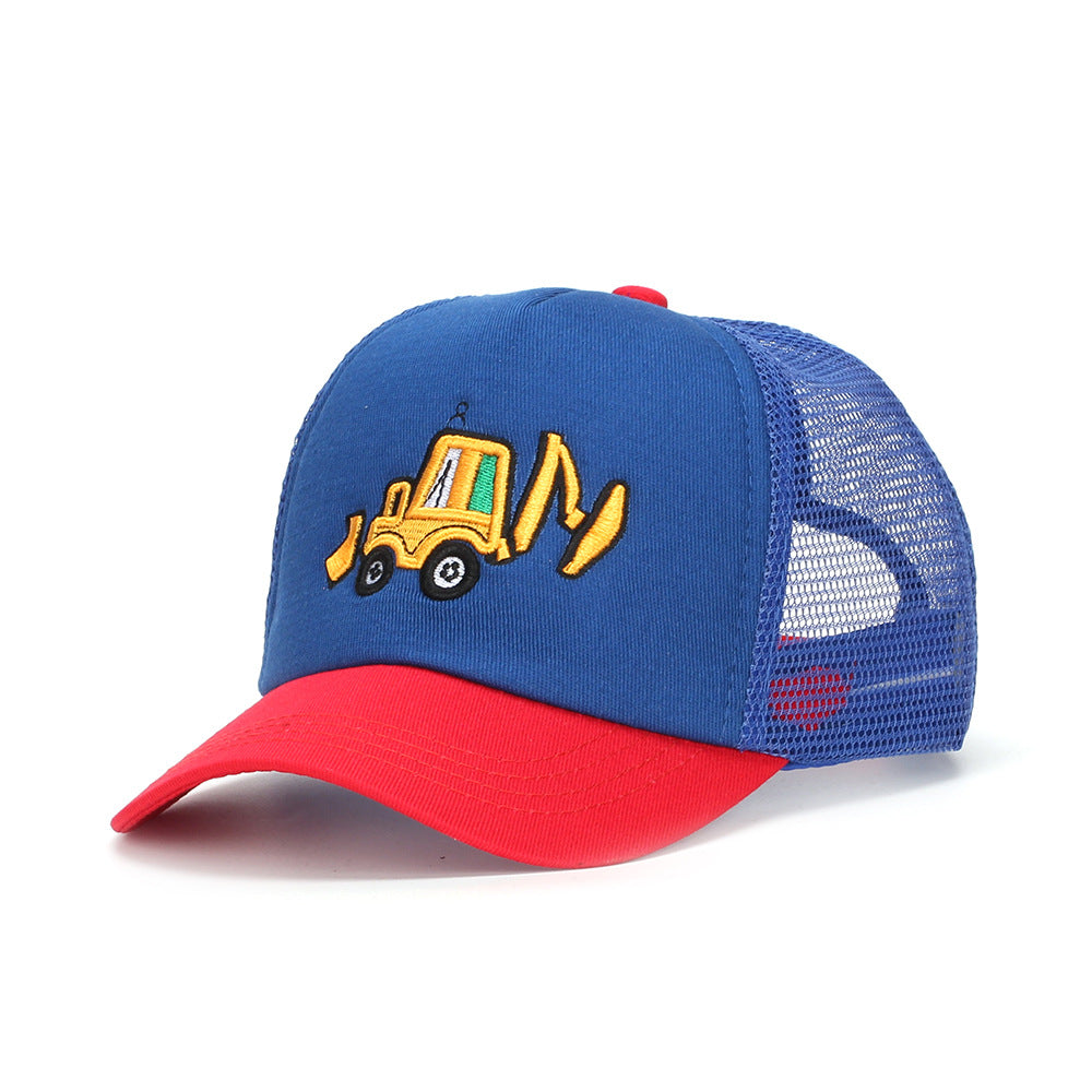 Wholesale Cotton Polyester Cartoon Embroidery Excavator Kids Baseball Cap
