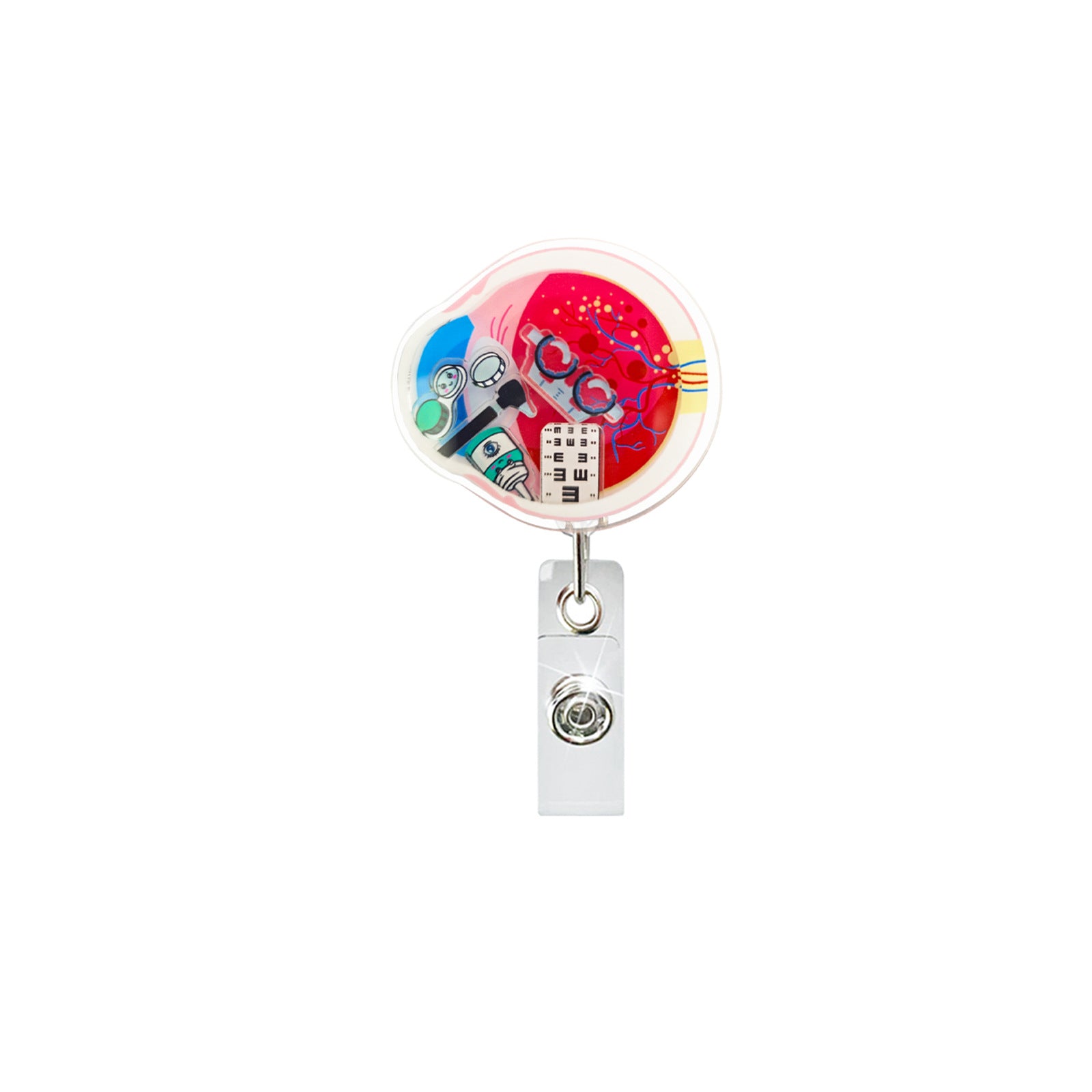 Wholesale Quicksand acrylic badge reel retractable easy to pull
