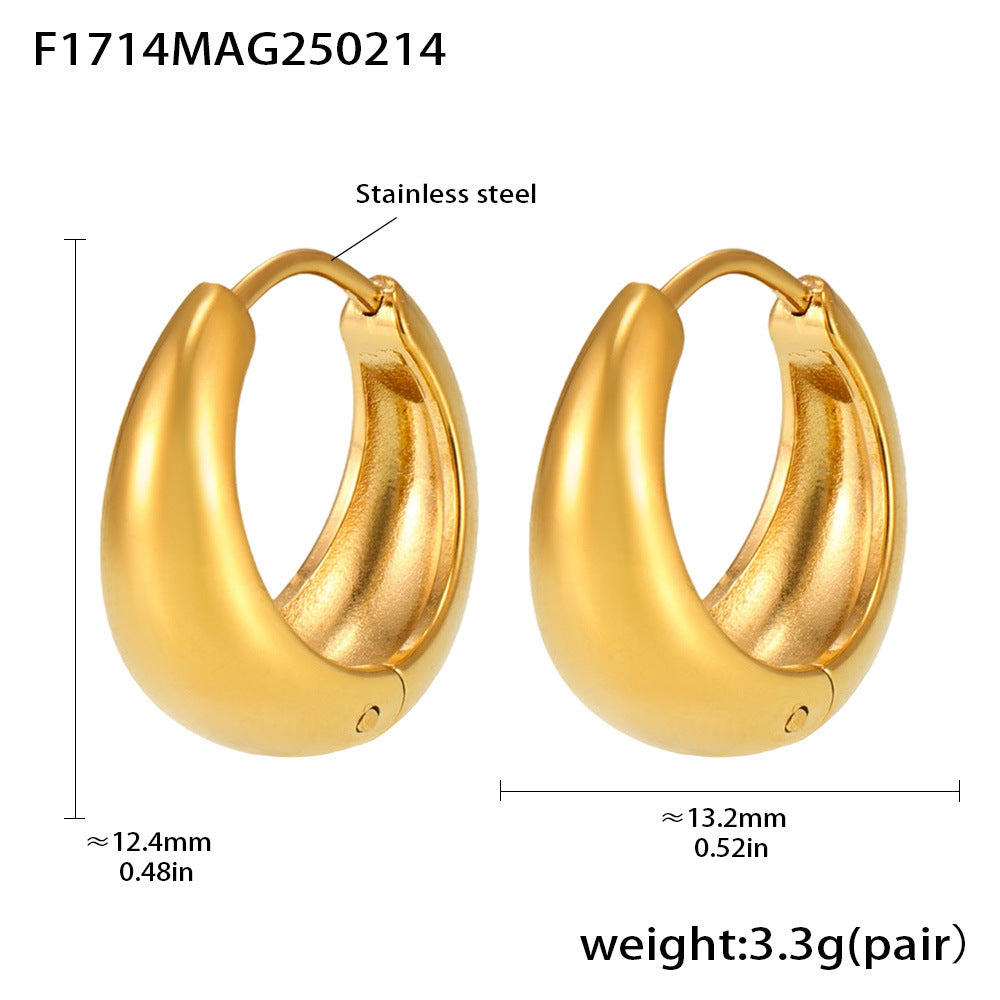 Wholesale Plain stainless steel high polished gold color matching earrings