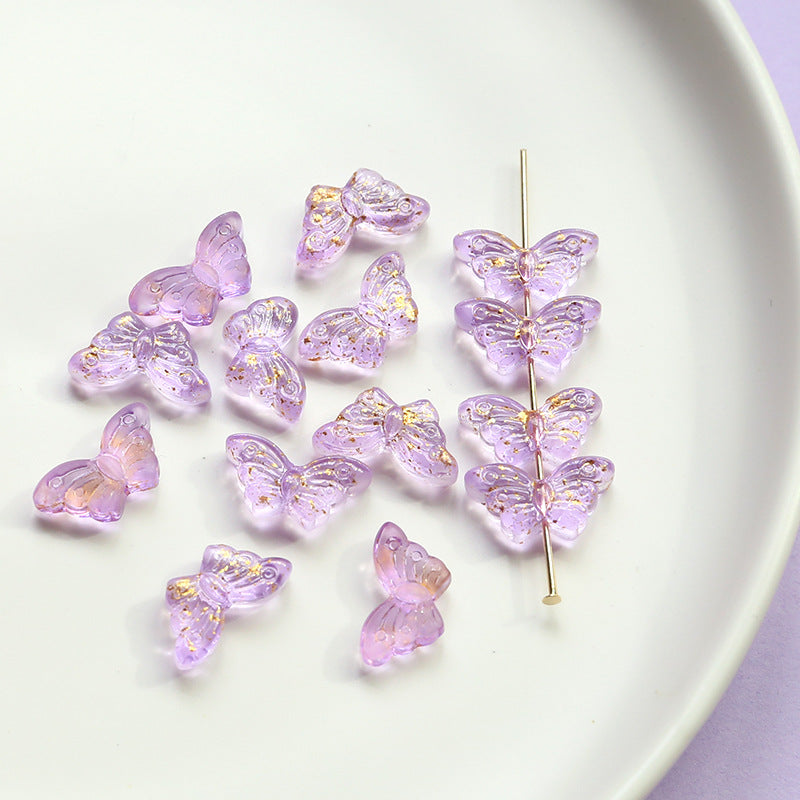 Wholesale 10pcs Retro Butterfly Colorful Glass Acrylic Beads