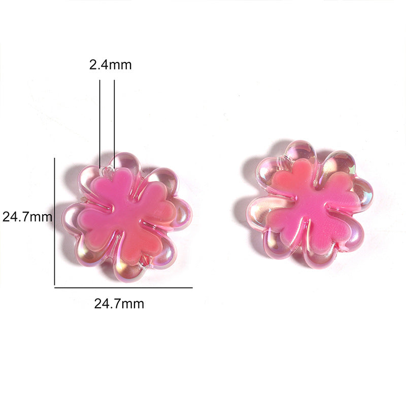 Wholesale 50pcs UV-plated Four-leaf Clover Acrylic Beads