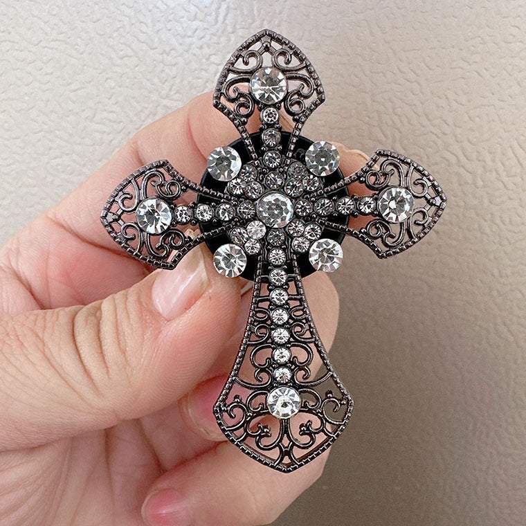 Wholesale Alloy Cross Inlaid Diamond Air Vent Aromatherapy Clip