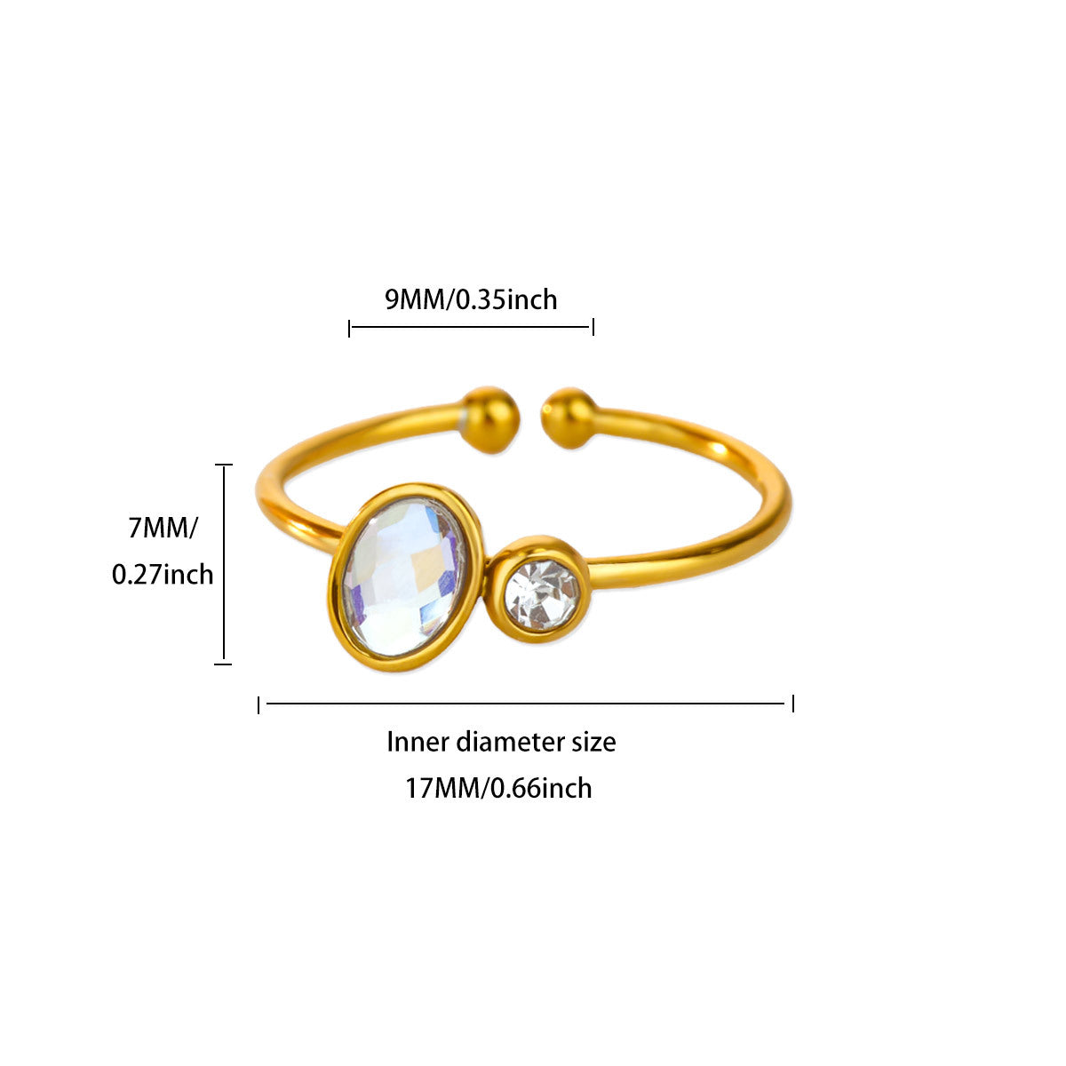 Wholesale Luxury Zircon Pearl Heart-Shaped Adjustable Opening Ring